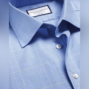 Charles Tyrwhitt Non-Iron Prince of Wales Check Shirt - Ocean Blue